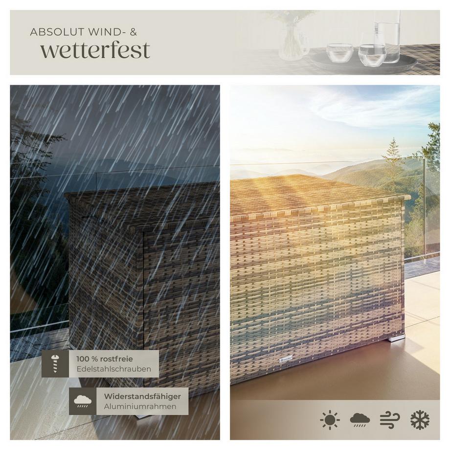 Tectake Box contenitore  Oslo  750 l, con struttura in alluminio e intreccio in rattan  