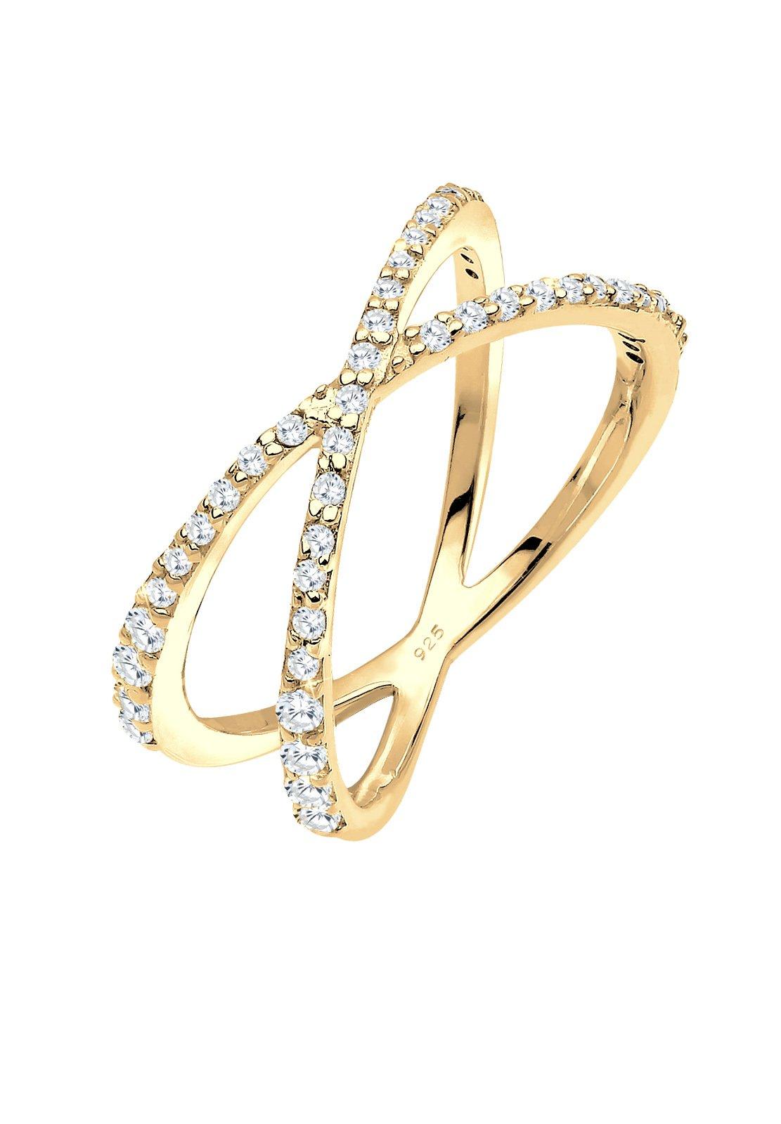 Image of Ring Kreuz Zirkonia Damen Gold 58mm