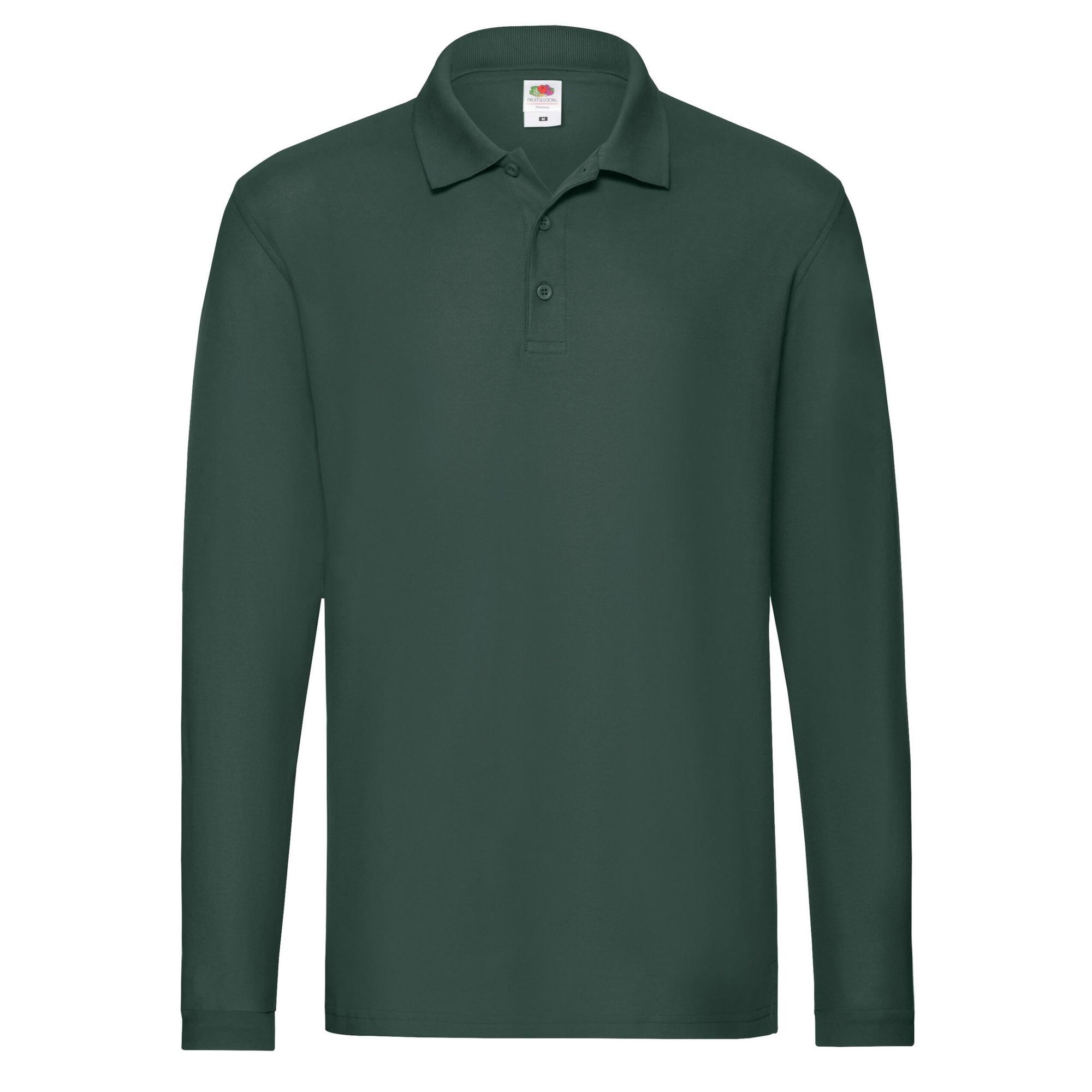 Image of Premium Poloshirt Langärmlig Herren Waldgrün XL
