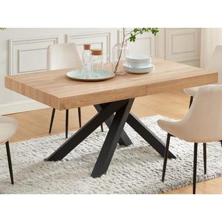 Vente-unique Table à manger extensible 6 à 10 personnes en MDF et métal - Naturel et noir - CATONAV  