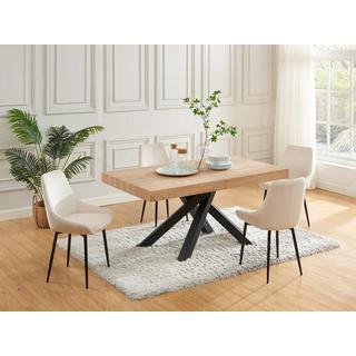 Vente-unique Table à manger extensible 6 à 10 personnes en MDF et métal - Naturel et noir - CATONAV  