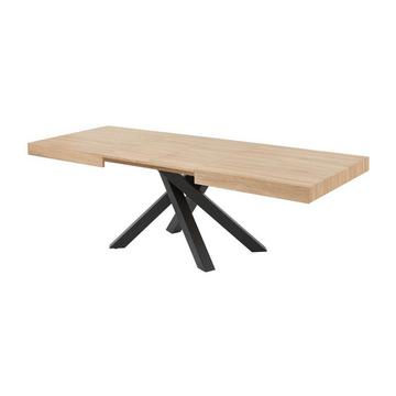 Table à manger extensible 6 à 10 personnes en MDF et métal - Naturel et noir - CATONAV