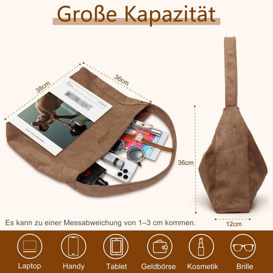 Only-bags.store Grosse Umhängetasche mit geräumigem Innenraum  