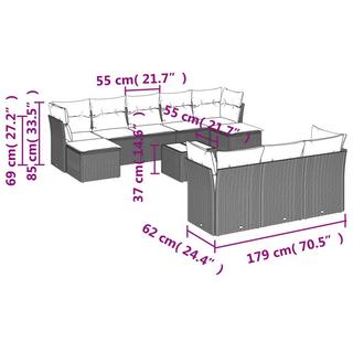 VidaXL set divano da giardino Polirattan  