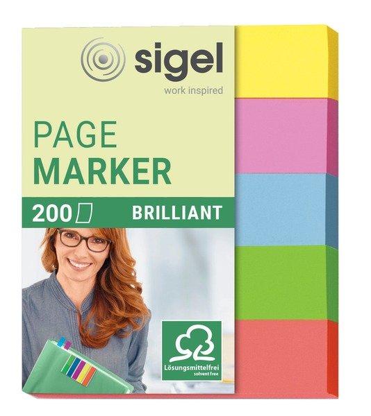 Sigel SIGEL Haftnotizen BRILLANT 12x50mm HN625 farbig ass. 5 x 40 Streifen  