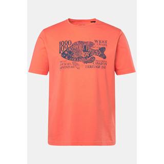 JP1880  T-shirt manches courtes, col rond et imprimé sur la poitrine corail 