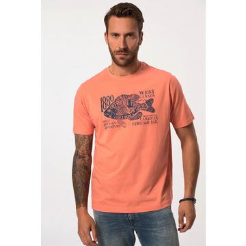 T-shirt manches courtes, col rond et imprimé sur la poitrine corail