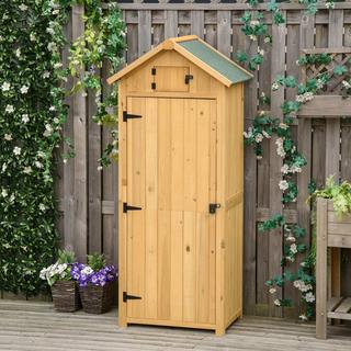 Northio Armoire De Jardin, Abri De Jardin, Abri À Outils, Abri À Outils Avec Étagères, Toit En Asphalte, Fenêtre, Bois, Jaune + Vert, 77 X 54,2 X 179 Cm  