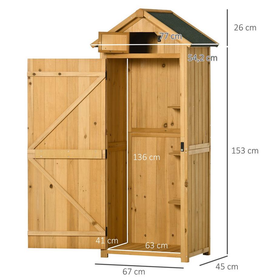 Northio Gartenschrank Gartenhaus Gerätehaus Geräteschuppen Mit Fachböden Asphaltdach Fenster Holz Gelb+Grün 77 X 54,2 X 179 Cm  