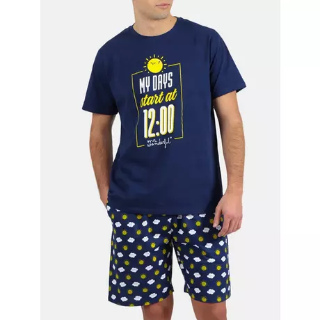 Admas Pyjama Shorts T-Shirt Days  Blau