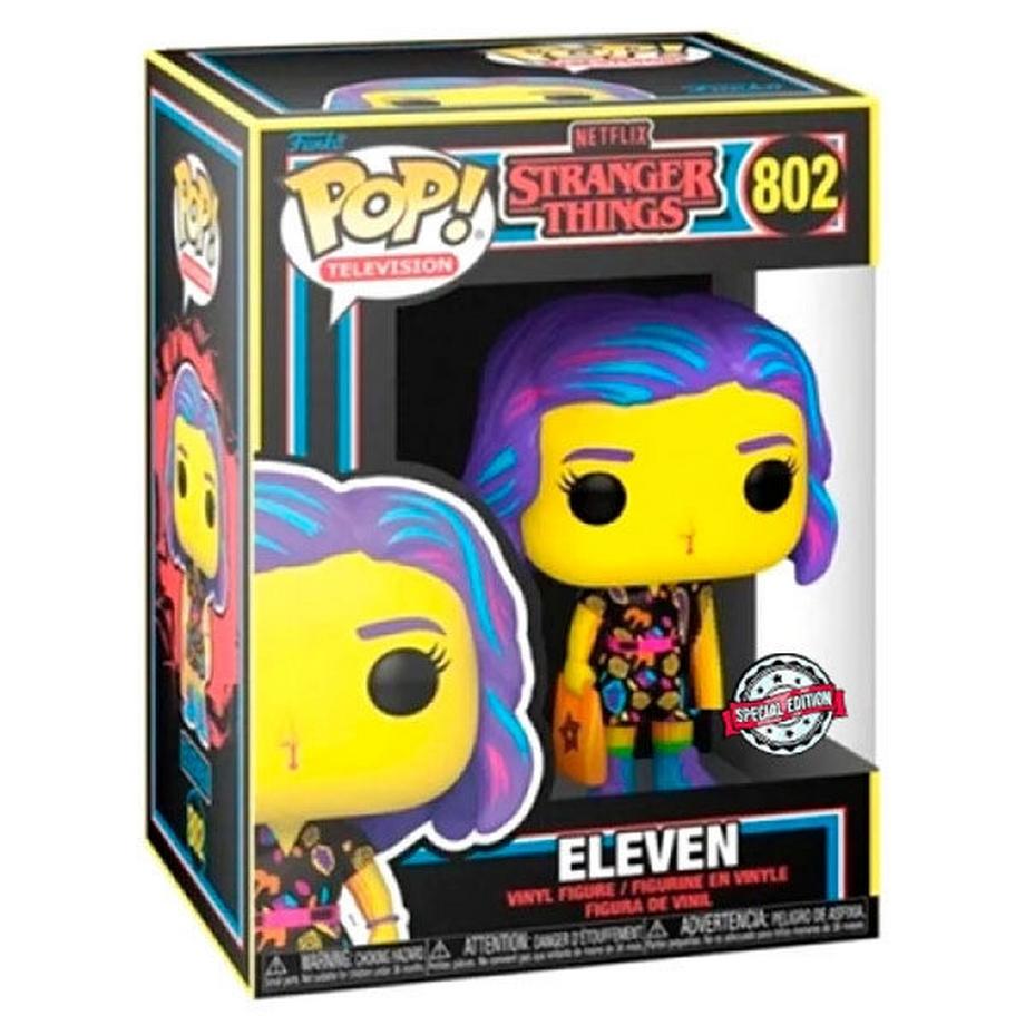 Funko  POP figure Stranger Things Eleven in Mall Outfit Black Light Exclusive 