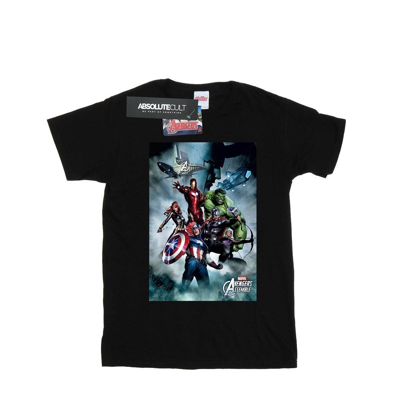 Image of Avengers Assemble Team Montage Tshirt Herren Schwarz M