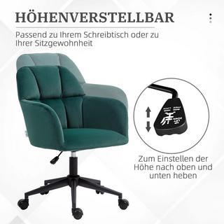 Northio Bürostuhl modern, höhenverstellbarer Schreibtischstuhl, Drehstuhl Wohnzimmer, mit Armlehne, Samtoptik, bis 120kg, Grün  