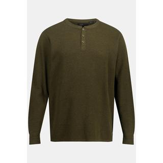 JP1880  Pull style Henley, en maille texturée. Manches longues et col rond. Jusqu'au 8 XL. 