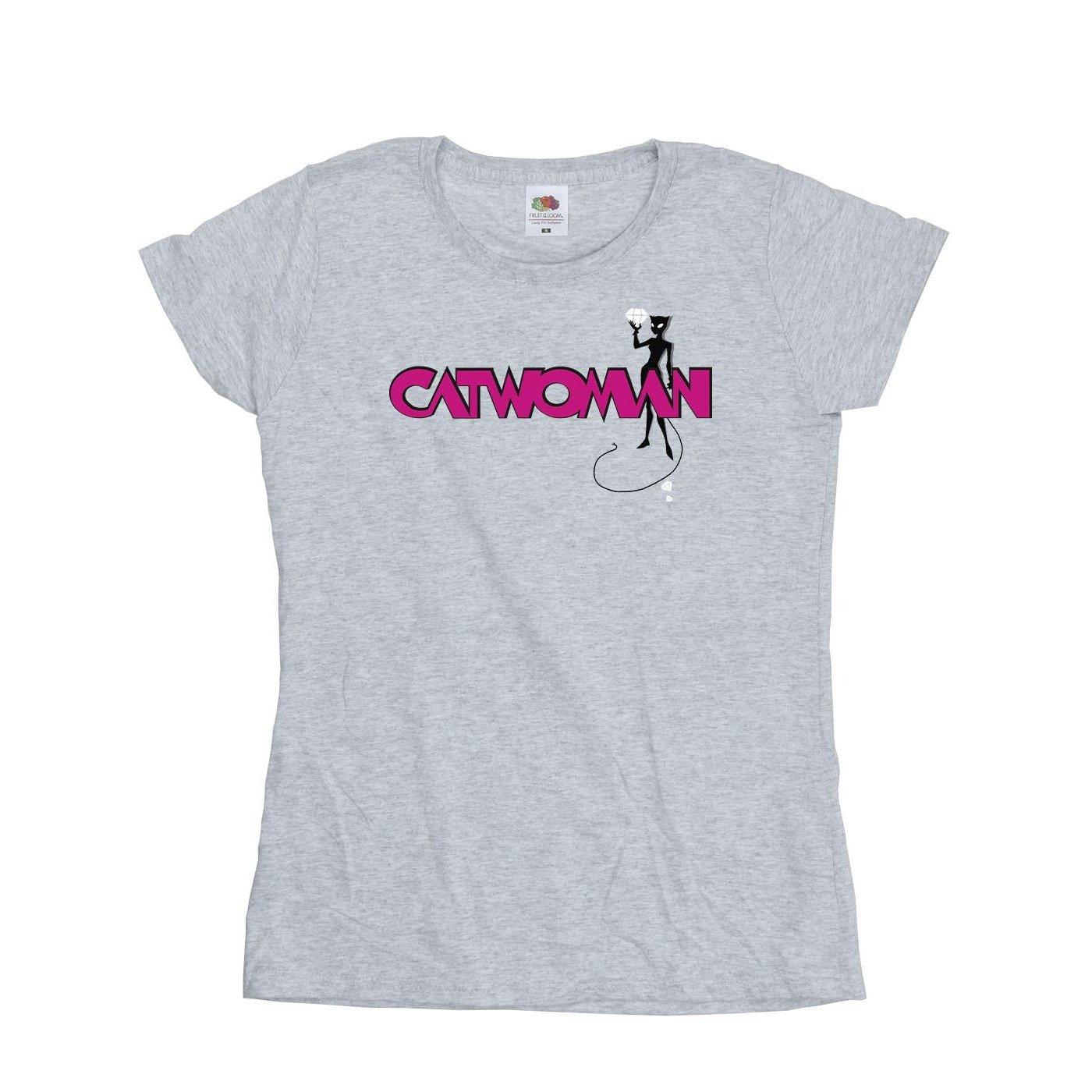 Image of Batman Catwoman Logo Tshirt Damen Grau XXL