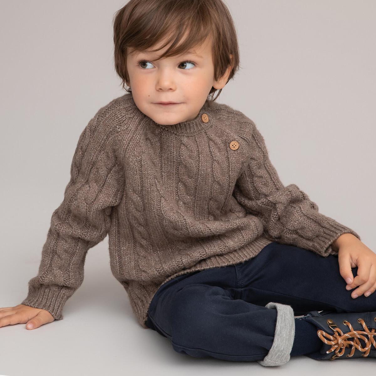 Image of Rundhalspullover Mit Zopfmuster Unisex Braun 18M