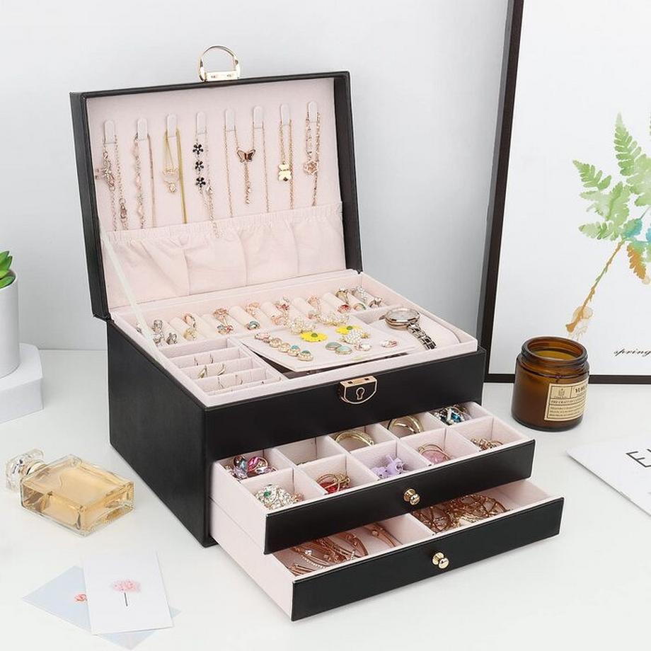 Only-bags.store  BAROCKES Schmuckkästchen, Schmuckkasten Groß mit 4 Ebenen, Schmuckschatulle, Schmuckaufbewahrung 