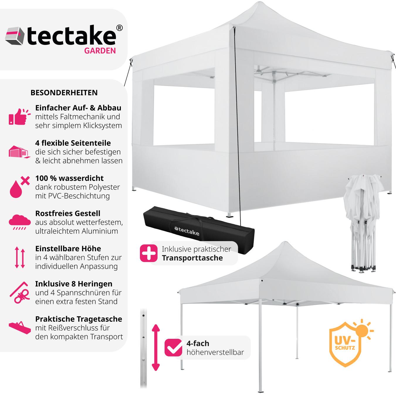 Tectake Tonnelle 3 x 3 m avec 4 rideaux  