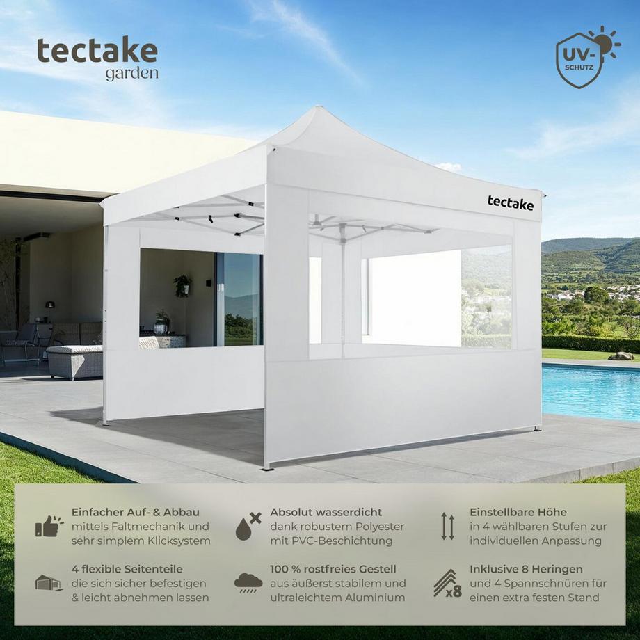 Tectake Pavillon Olivia 3 x 3 m, mit Aluminiumgestell wasserdicht  