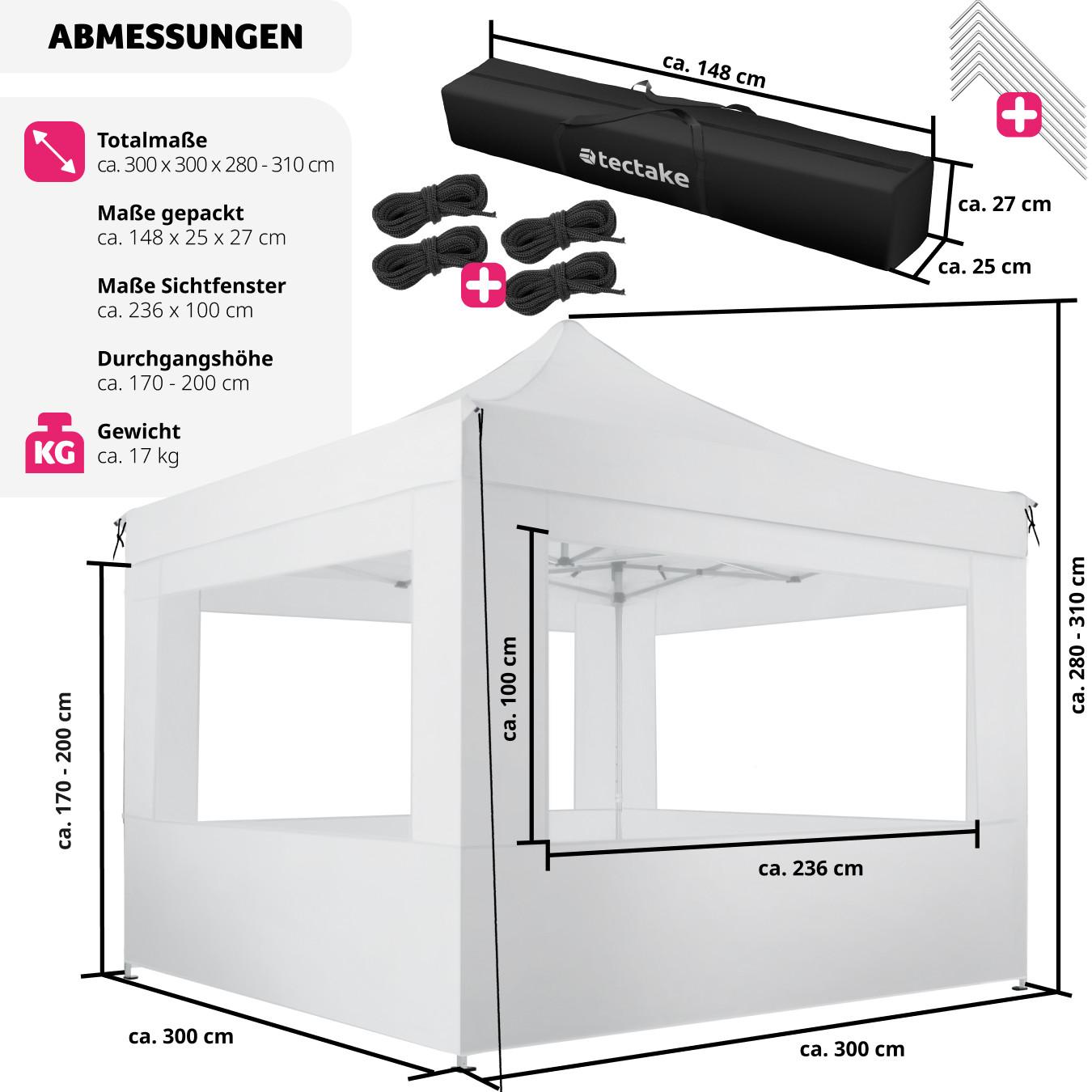 Tectake Tonnelle 3 x 3 m avec 4 rideaux  