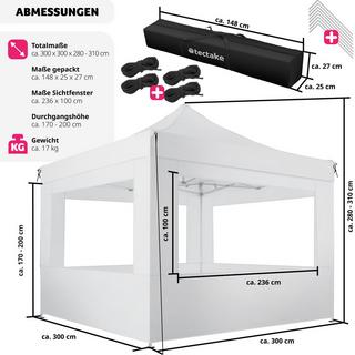 Tectake Tonnelle 3 x 3 m avec 4 rideaux  