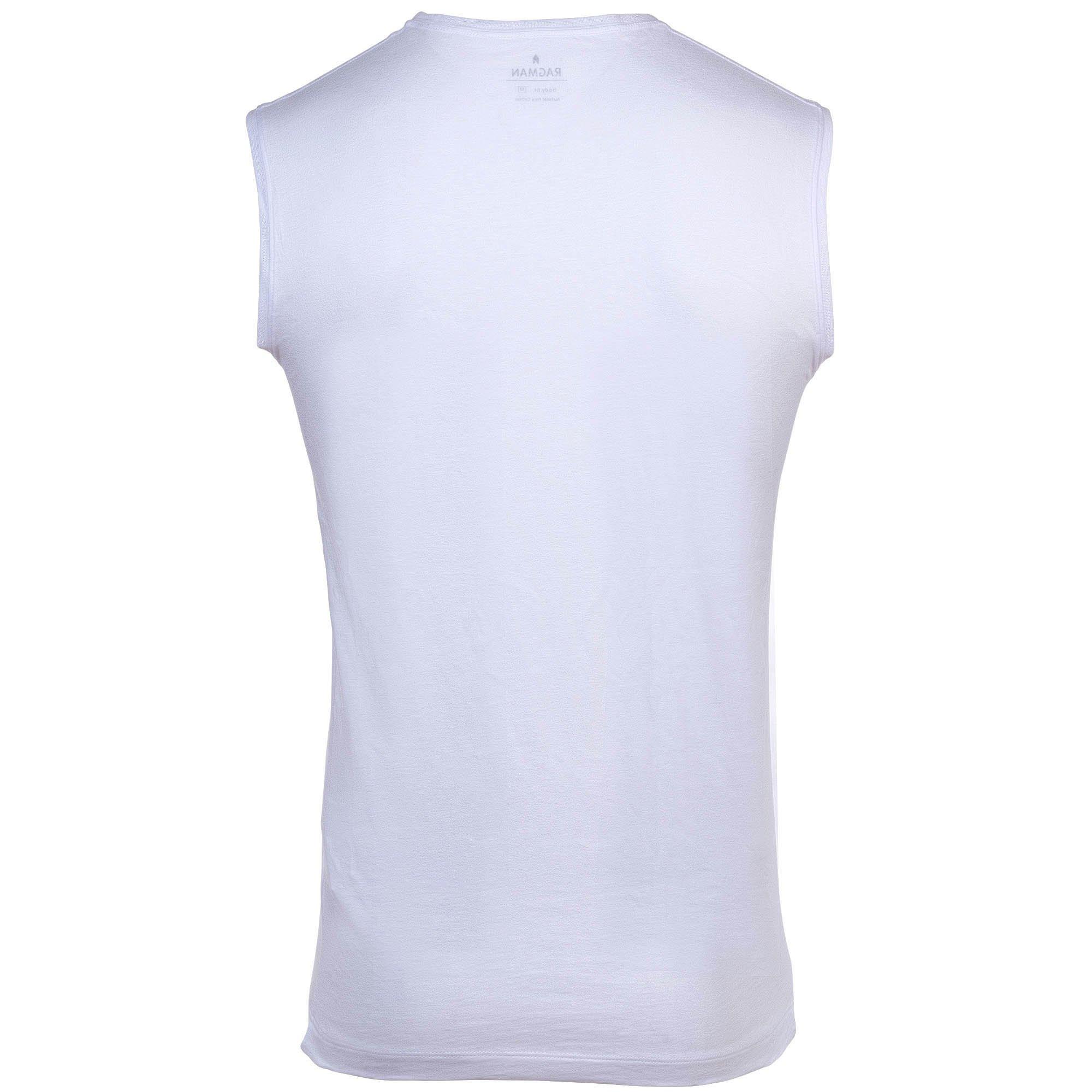 Ragman Ärmelloses V-Ausschnitt Unterhemd 4er Pack Figurbetont  