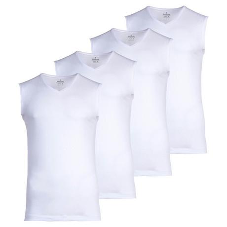 Ragman Ärmelloses V-Ausschnitt Unterhemd 4er Pack Figurbetont  