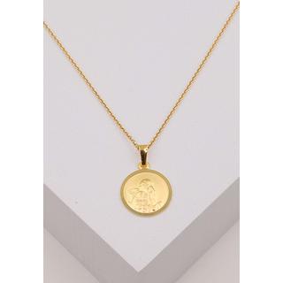 MUAU Schmuck  Pendentif médaille ange en or jaune 750, 14mm 