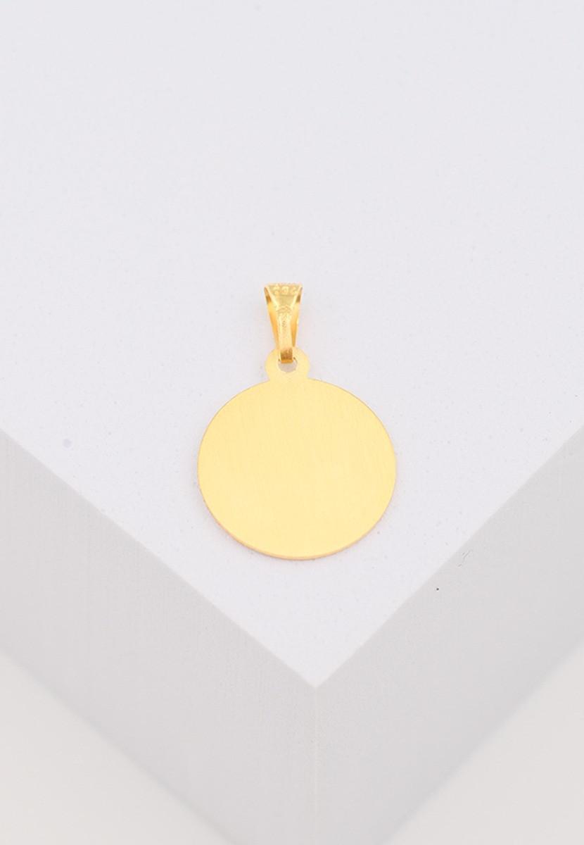 MUAU Schmuck  Anhänger Medaille Engel Gelbgold 750, 14mm 