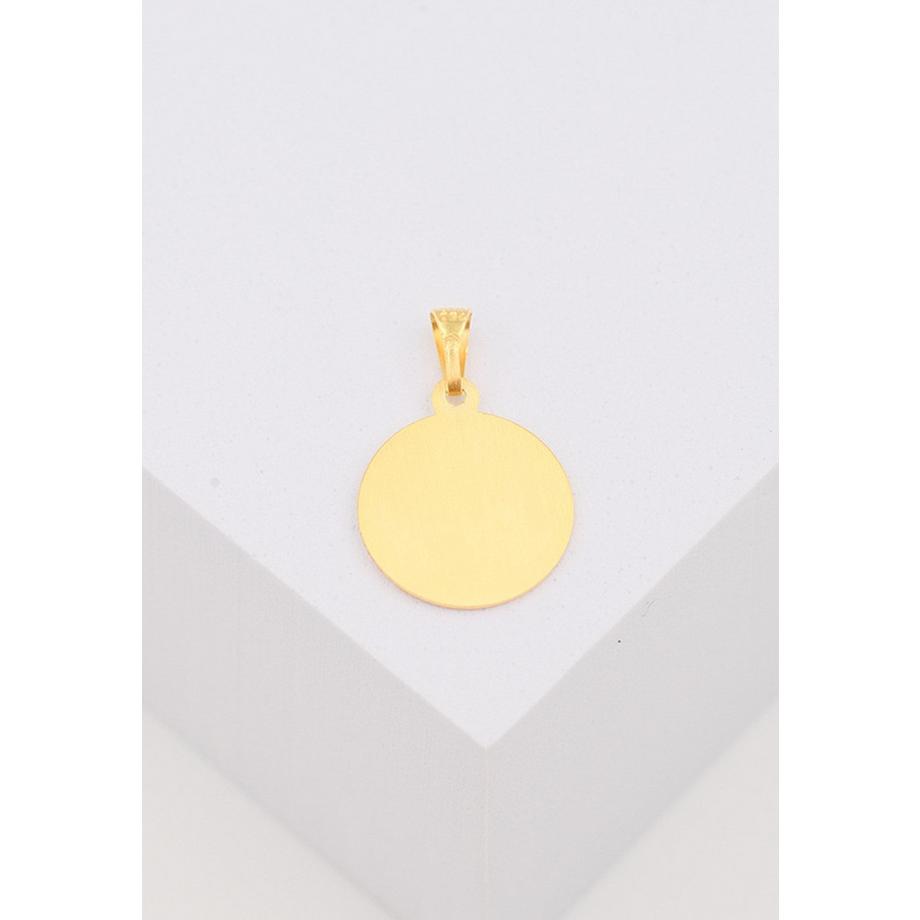MUAU Schmuck  Anhänger Medaille Engel Gelbgold 750, 14mm 