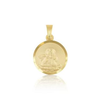 MUAU Schmuck  Pendentif médaille ange en or jaune 750, 14mm 