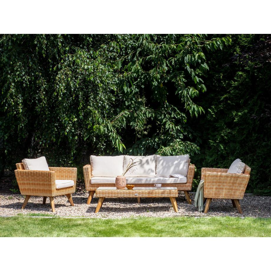 Beliani Lounge Set mit Tisch aus PE Rattan Rustikal VITTORIA XL  