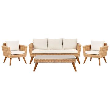 Lounge Set mit Tisch aus PE Rattan Boho VITTORIA XL