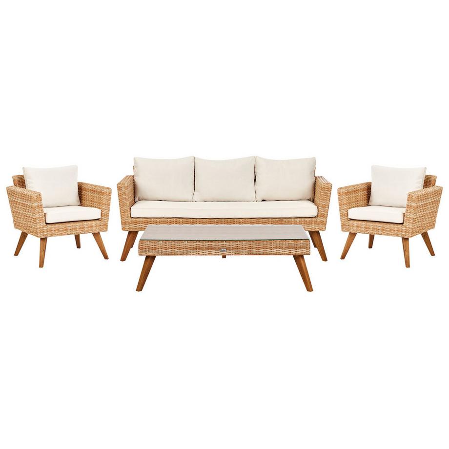 Lounge Set mit Tisch aus PE Rattan Rustikal VITTORIA XL