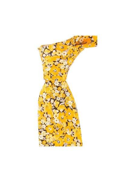 Image of Seiden- Und Baumwollkrawatte Mit Blumenmuster Herren Gelb Bedruckt ONE SIZE