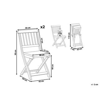 Beliani Lot de 2 chaises en Acacia Traditionnel CENTO  