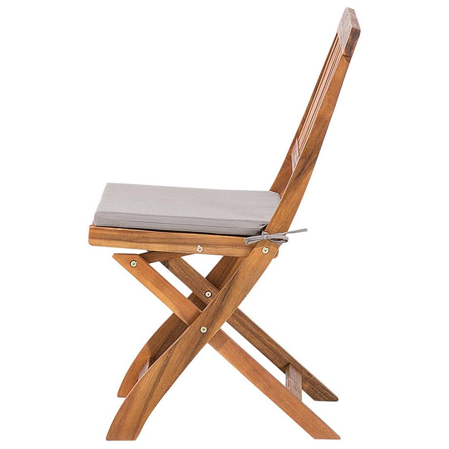 Beliani Lot de 2 chaises de jardin avec coussins en Acacia Traditionnel CENTO  