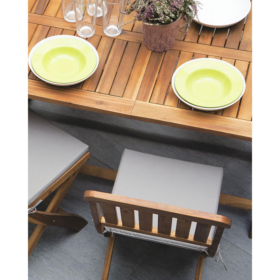 Beliani Lot de 2 chaises de jardin avec coussins en Acacia Traditionnel CENTO  