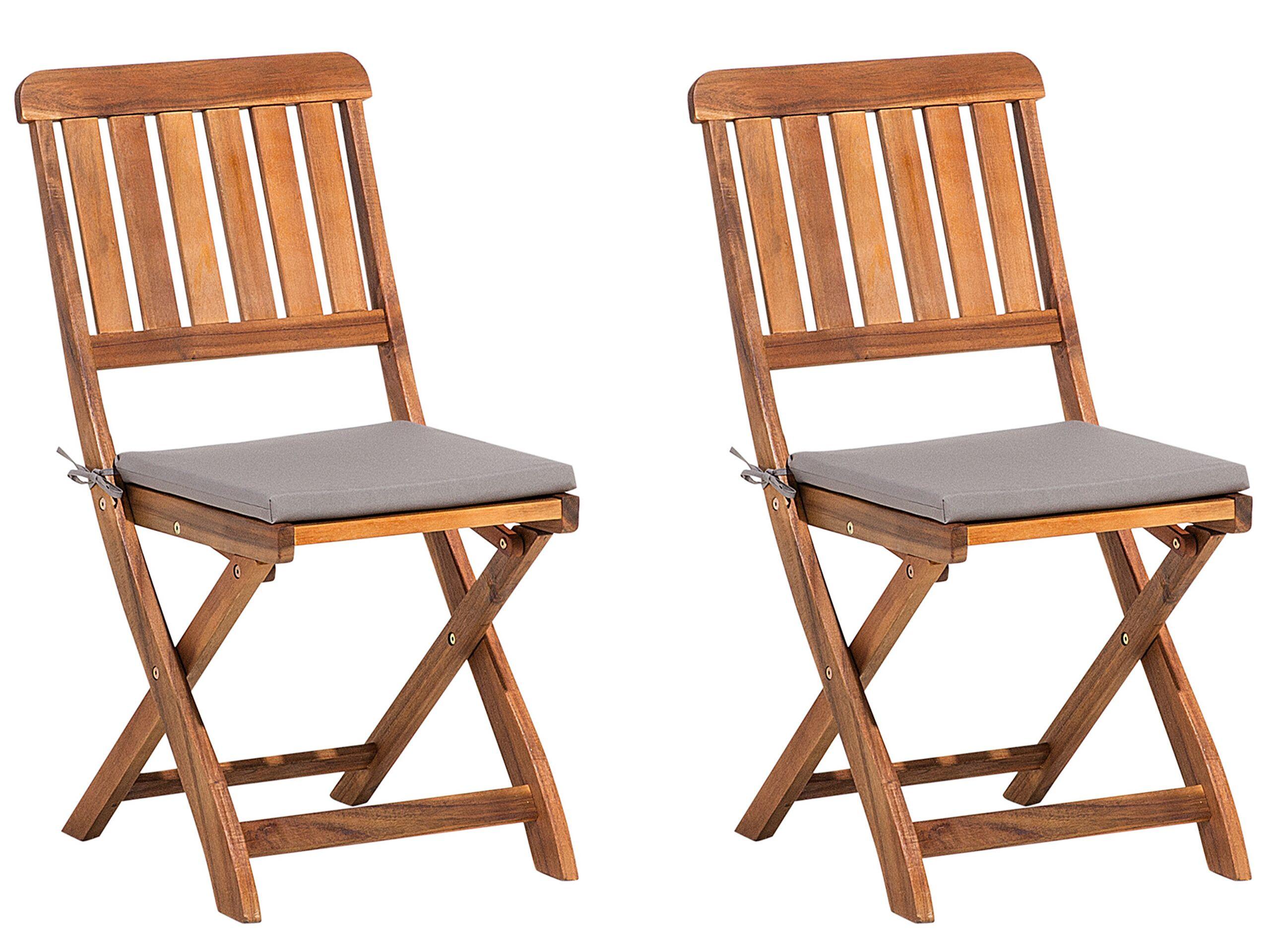 Beliani Lot de 2 chaises en Acacia Traditionnel CENTO  