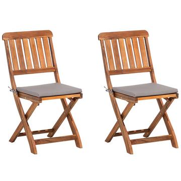 Lot de 2 chaises de jardin avec coussins en Acacia Traditionnel CENTO