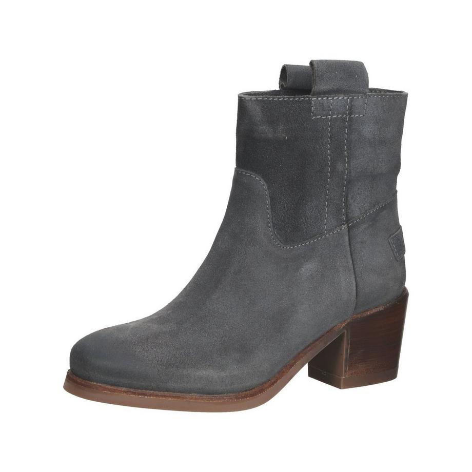 Shabbies Amsterdam Veloursleder Chelsea Stiefelette mit Blockabsatz  