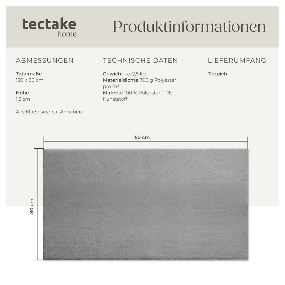 Tectake Kurzflorteppich Soft Zone verschiedene Größen und Farben flauschige Oberfläche  