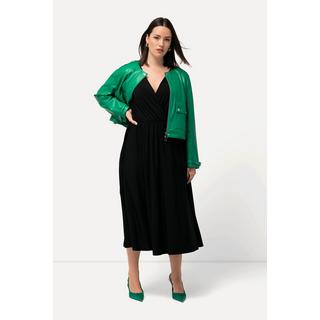 Ulla Popken  Robe jersey, coupe évasée, style cache-cœur, col V, manches longues 