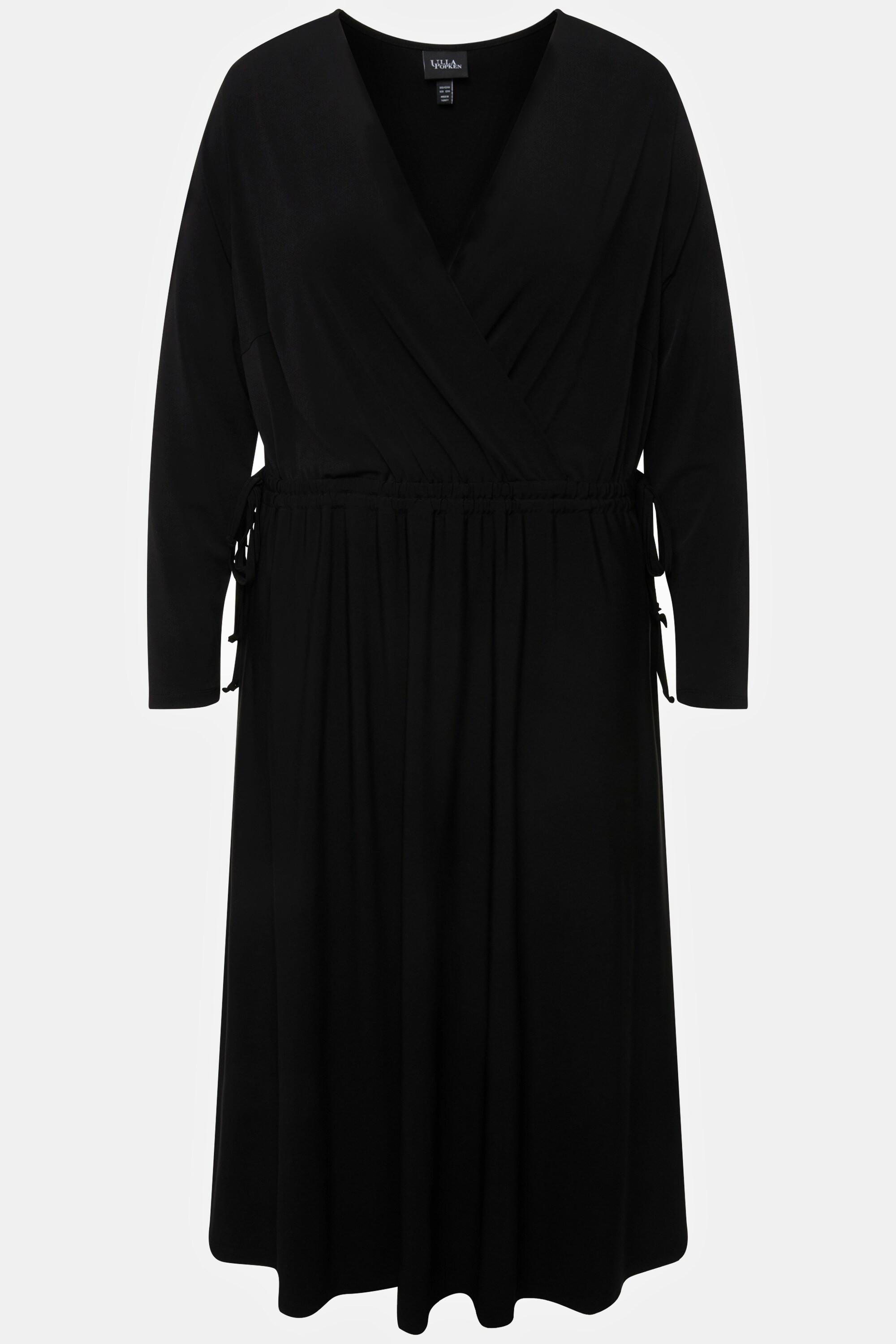 Ulla Popken  Robe jersey, coupe évasée, style cache-cœur, col V, manches longues 