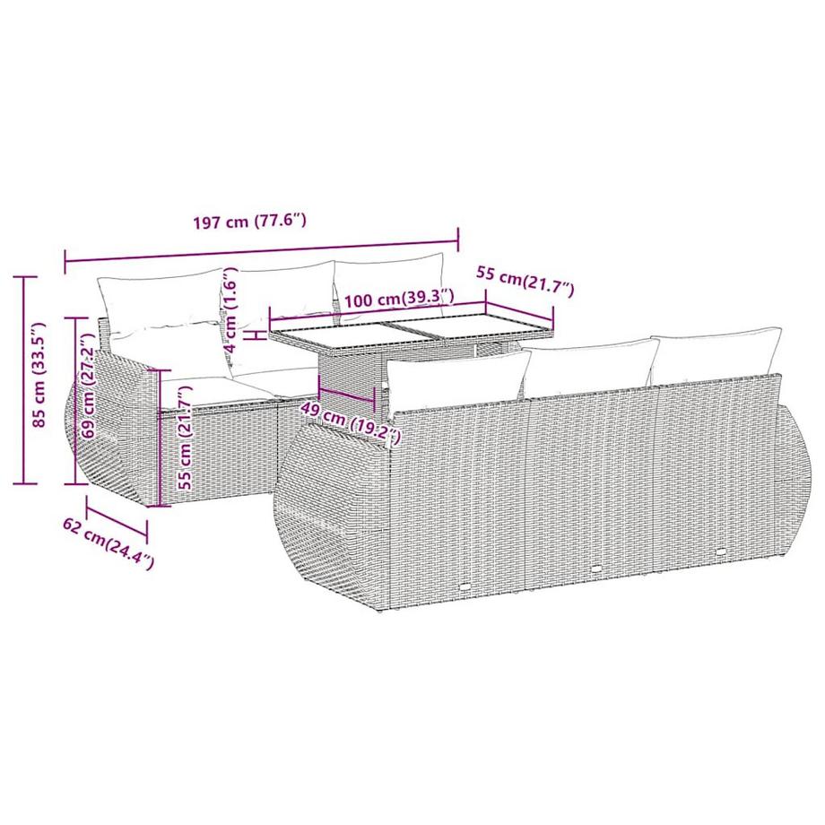 VidaXL set divano da giardino Polirattan  