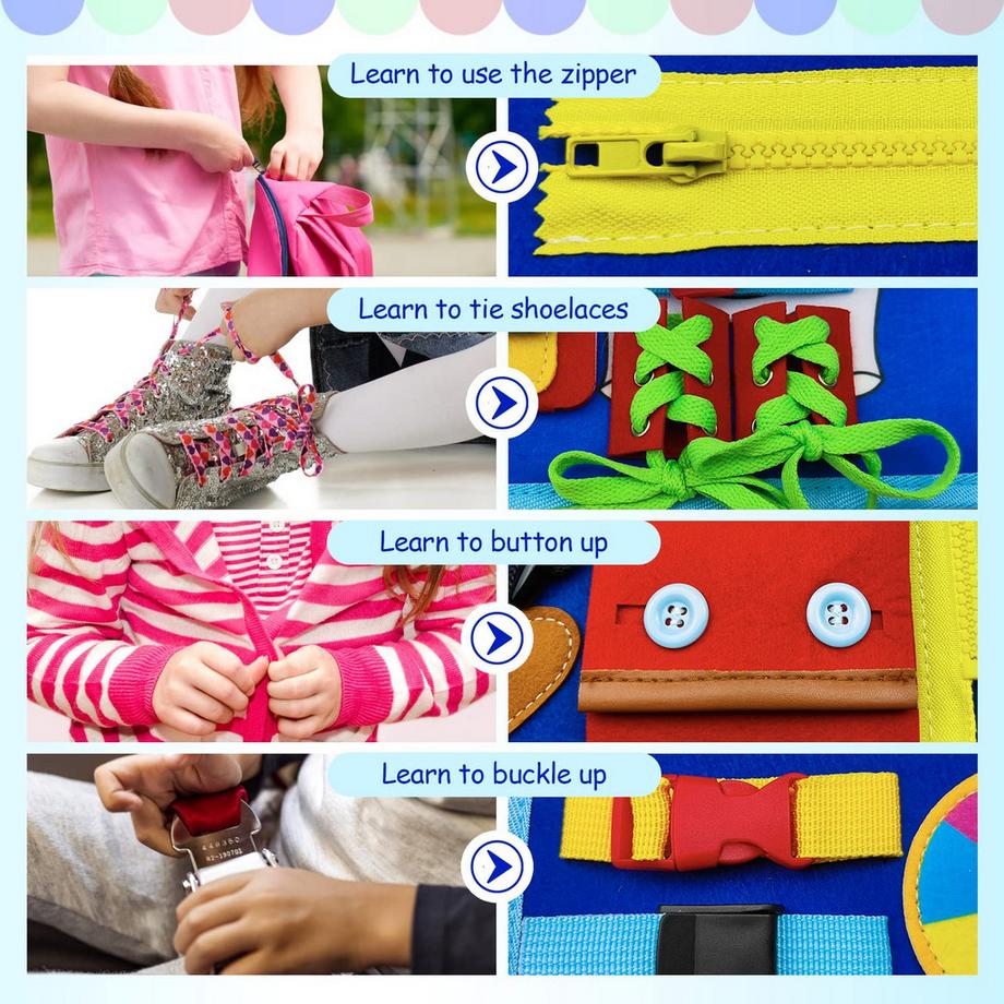 Activity-board  Busy Board 6-lagiges Aktivitätsbrett für Kleinkinder, Motorikspielzeug, Baby-Sensorik-Lernspielzeug, Motorikbrett für Reisen, Auto, Flugzeug 