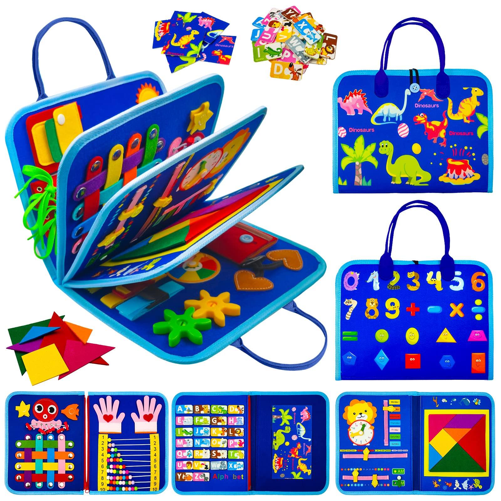 Image of Busy Board 6-lagiges Aktivitätsbrett für Kleinkinder, Motorikspielzeug, Baby-Sensorik-Lernspielzeug, Motorikbrett für Reisen, Auto, Flugzeug Blau