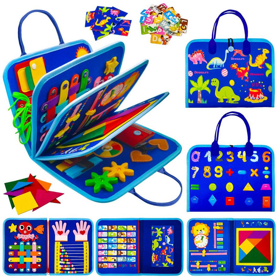 Busy Board 6-lagiges Aktivitätsbrett für Kleinkinder, Motorikspielzeug, Baby-Sensorik-Lernspielzeug, Motorikbrett für Reisen, Auto, Flugzeug