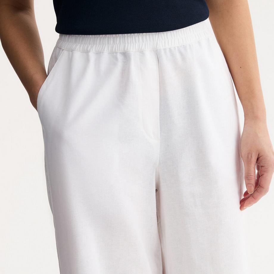 La Redoute Collections Pantalon Large 7/8 Lin Coton à Taille Élastiquée  