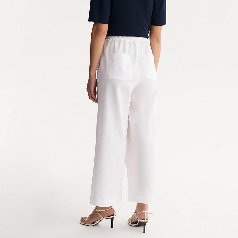 La Redoute Collections Pantalon Large 7/8 Lin Coton à Taille Élastiquée  
